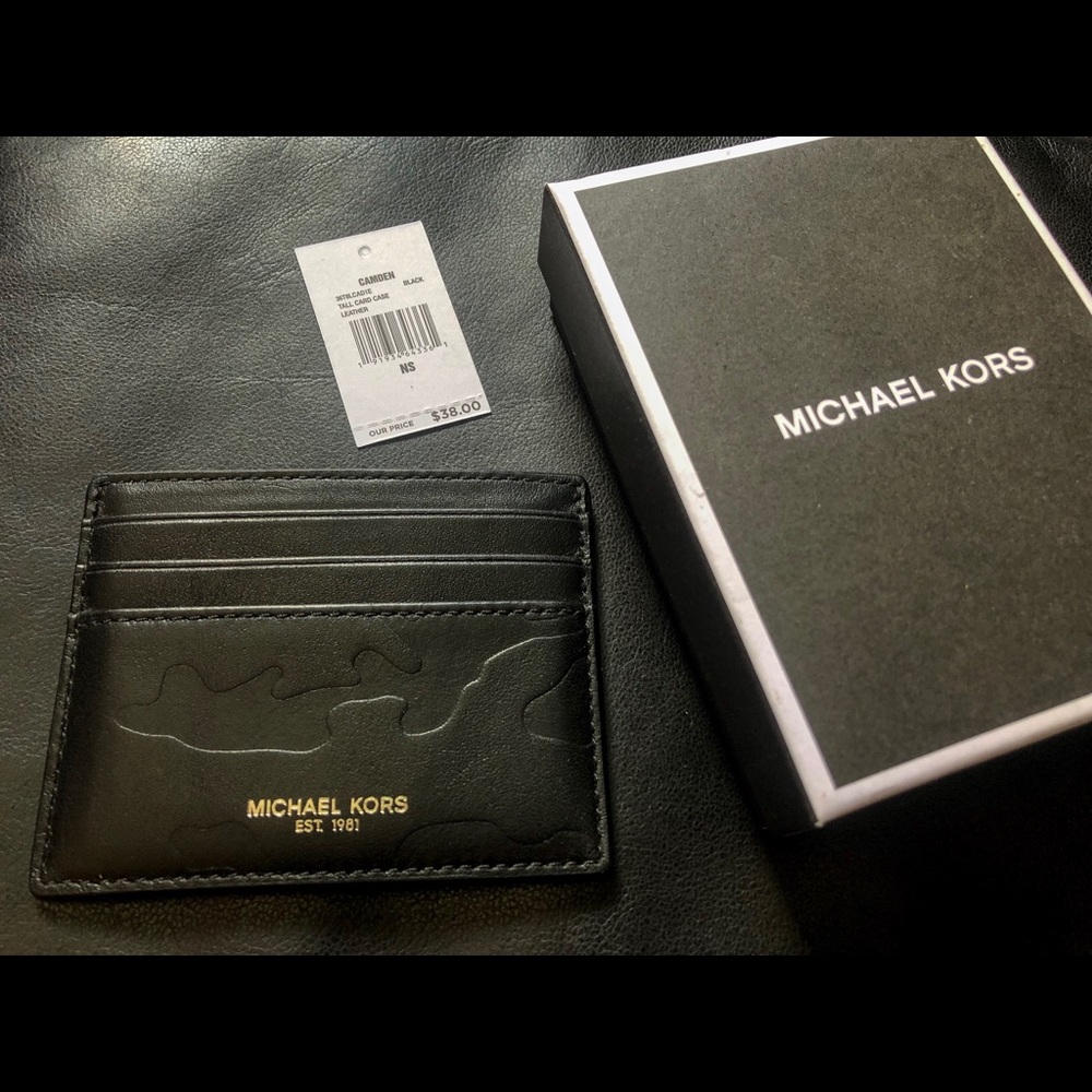 Michael Kors Black Leather Card Holder Wallet